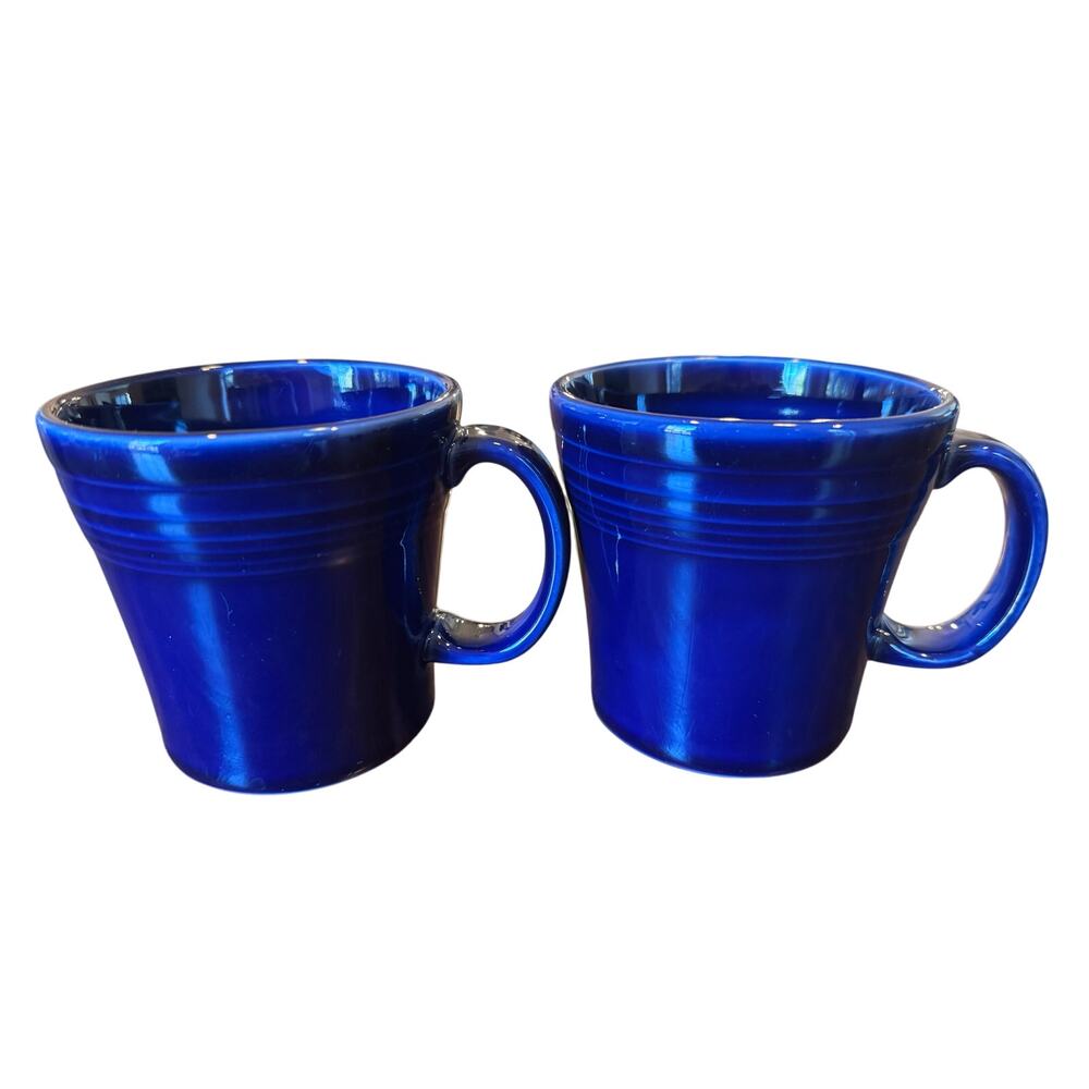 Fiesta Twilight Blue Bistro Latte Mugs Tapered Ceramic Coffee Cup Set of 2 18 oz